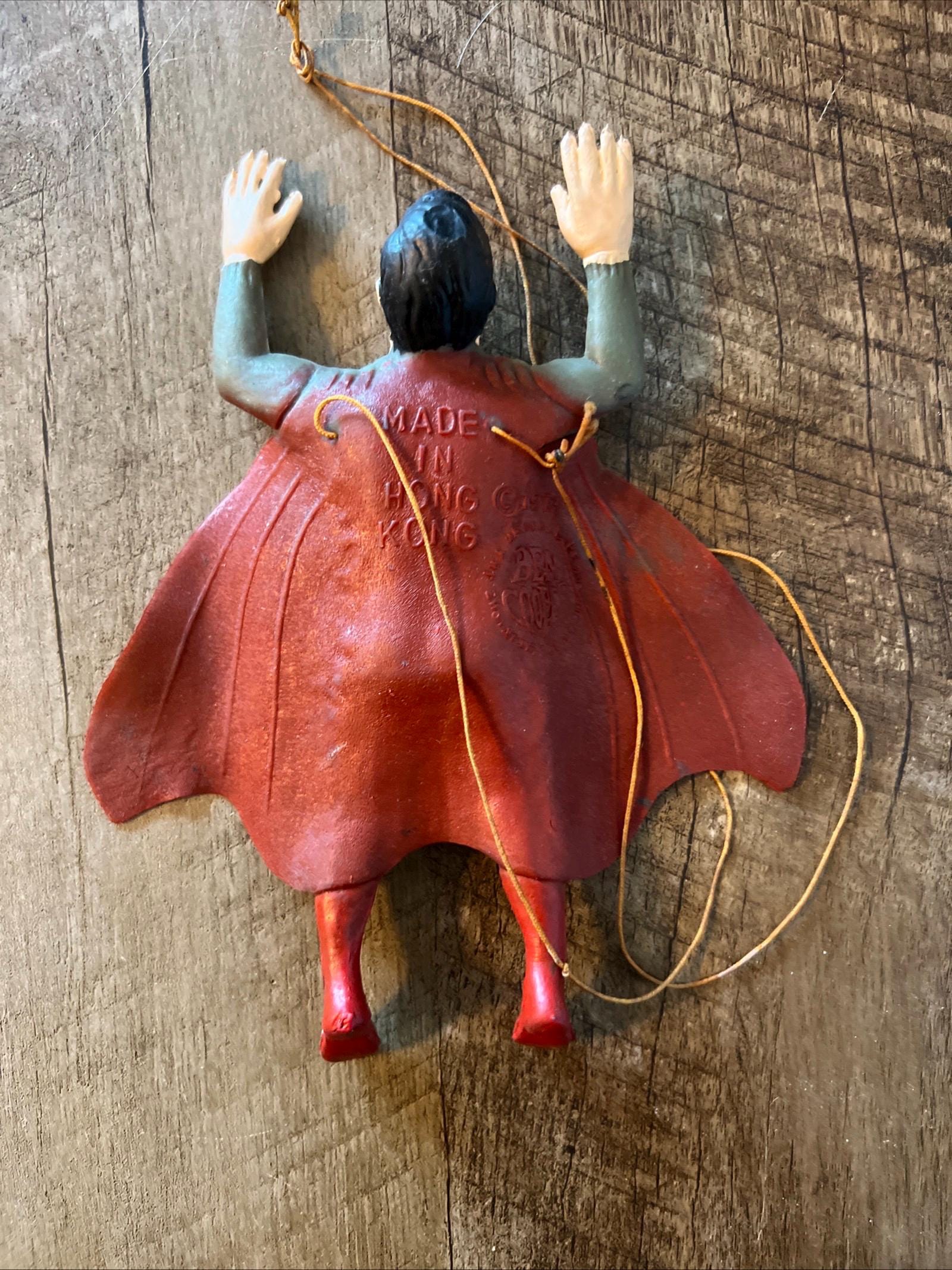 1973 Ben Cooper Inc Brooklyn NY - SUPERMAN Action Figure - Flying String Jiggler Figure - National Periodical Publications Inc - Hong Kong