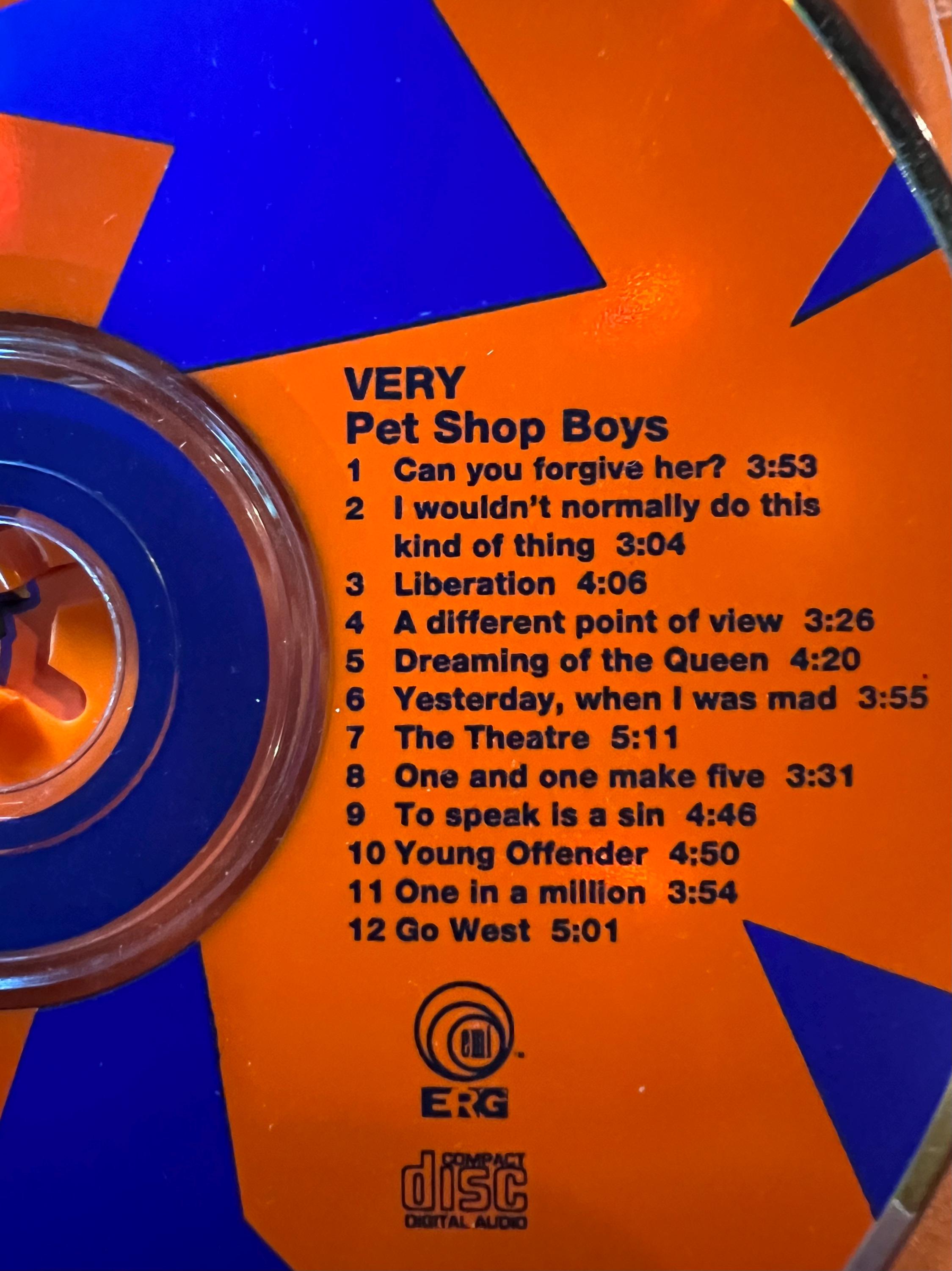 Pet Shop Boys “Very” CD - 1993 Retro Euro House - EMI Records USA