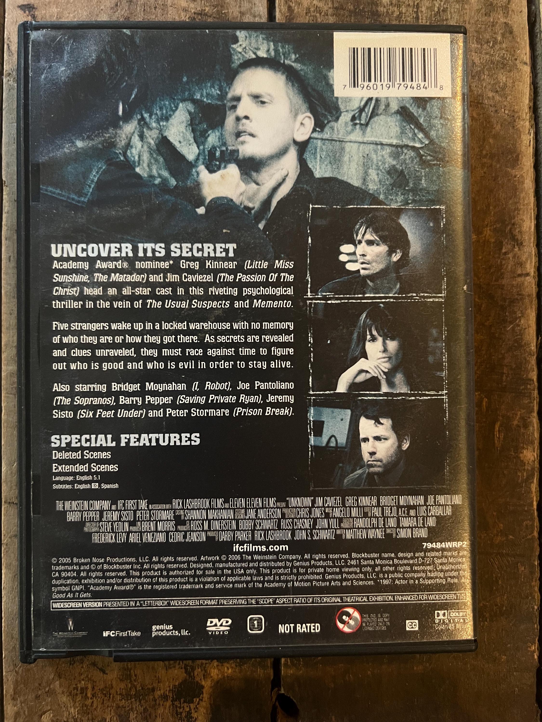 UNKNOWN ( DVD 2006 )  Starring Bridget Moynahan - Blockbuster Rental