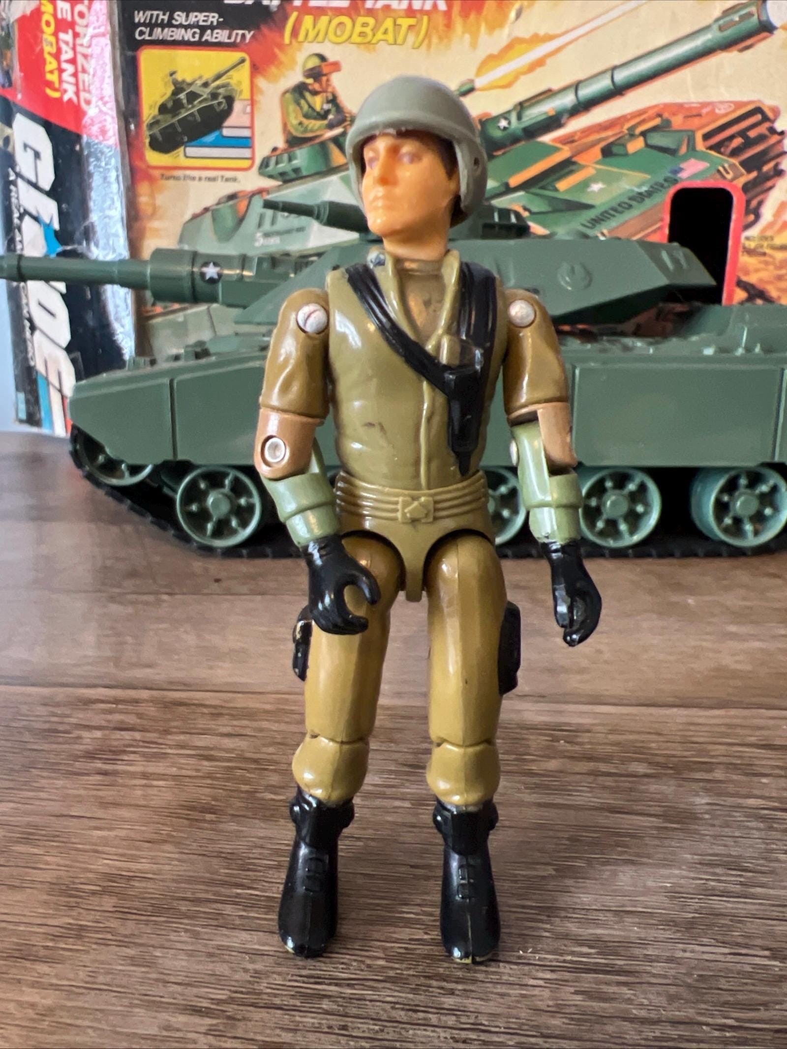 Vintage 1982 GI JOE MOBAT Battle Tank & 1983 Steeler Figure - Original Box