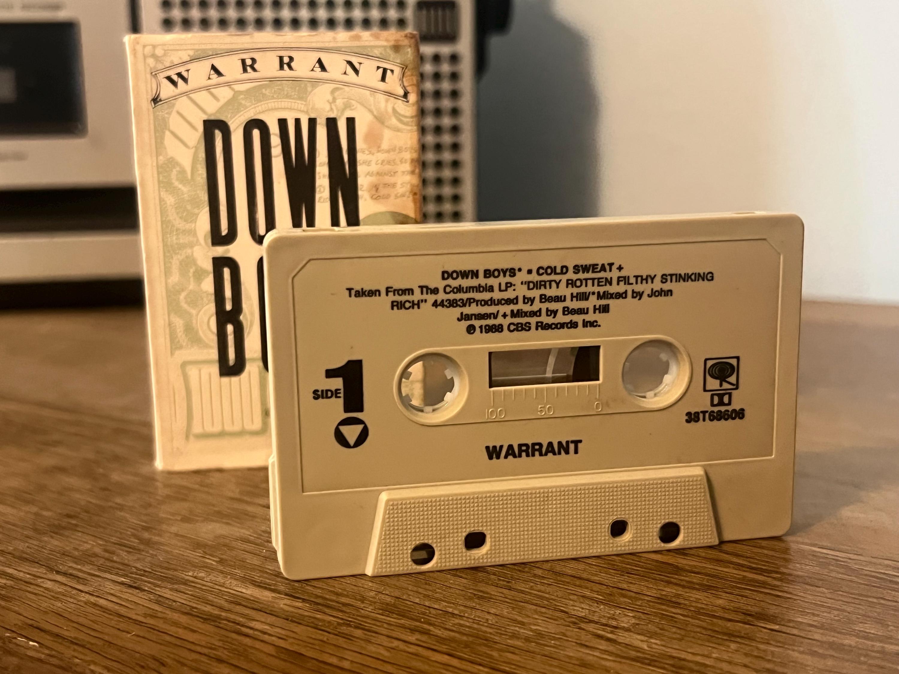 Vintage 1989 Warrant "Down Boys" Cassette Tape - Glam Heavy Metal