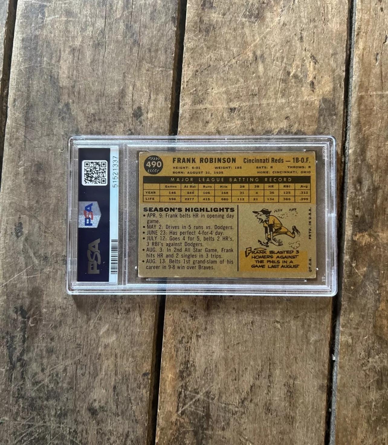 1960 Topps Frank Robinson Baseball Card - Cincinnati Reds - PSA 2 Graded