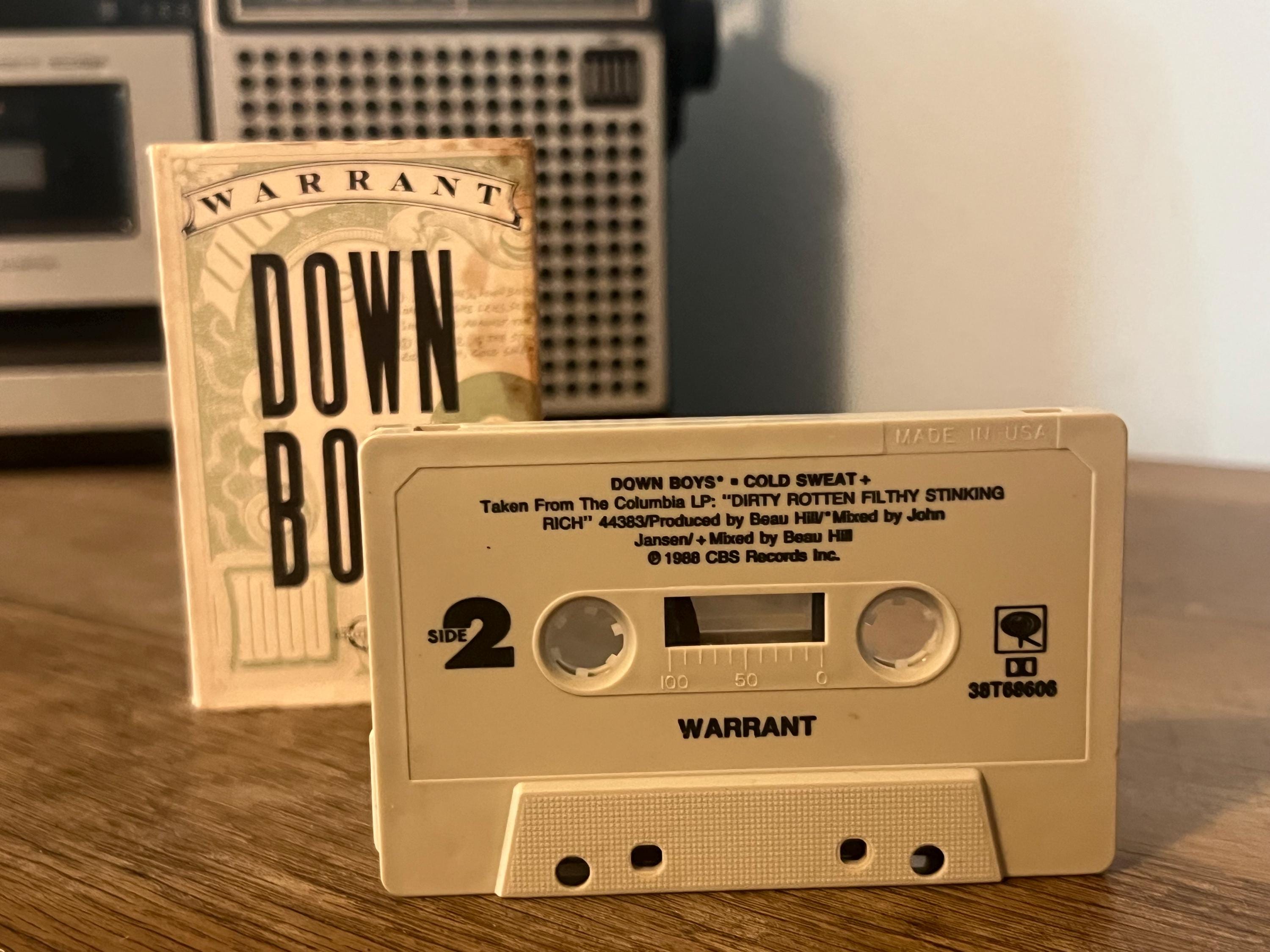 Vintage 1989 Warrant "Down Boys" Cassette Tape - Glam Heavy Metal