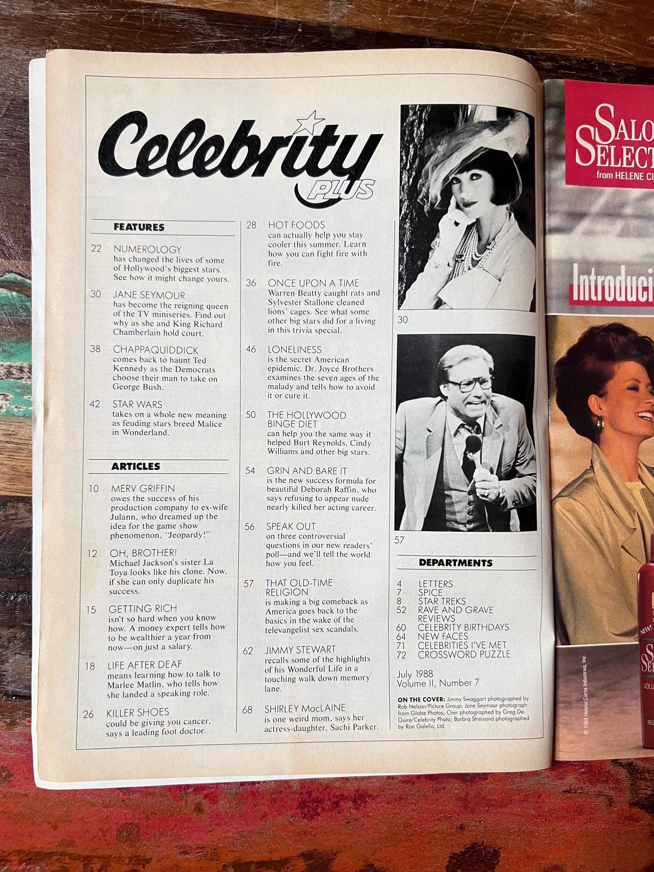 Celebrity Plus Magazine - Gossip / Tabloid - July 1988 Issue Jane Seymour Cover