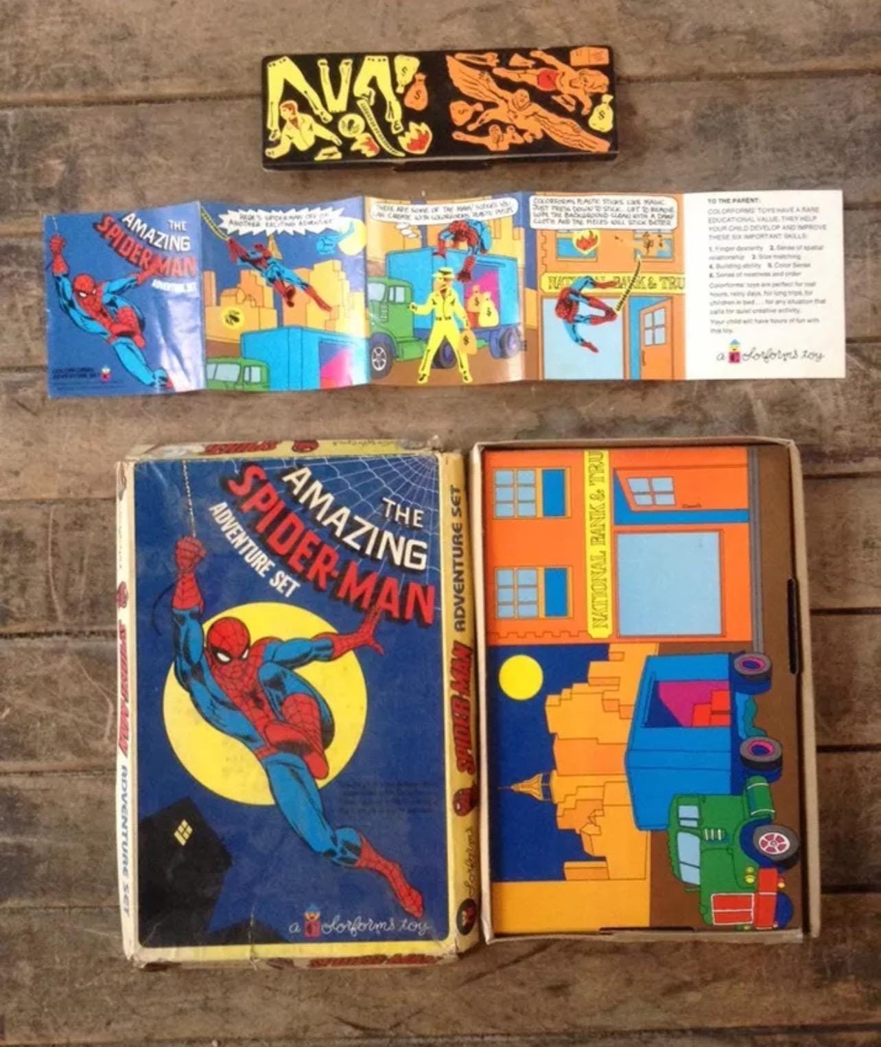 Vintage 1974 The Amazing Spider-Man - Colorforms Adventure Set - Marvel Comics Spider-Man