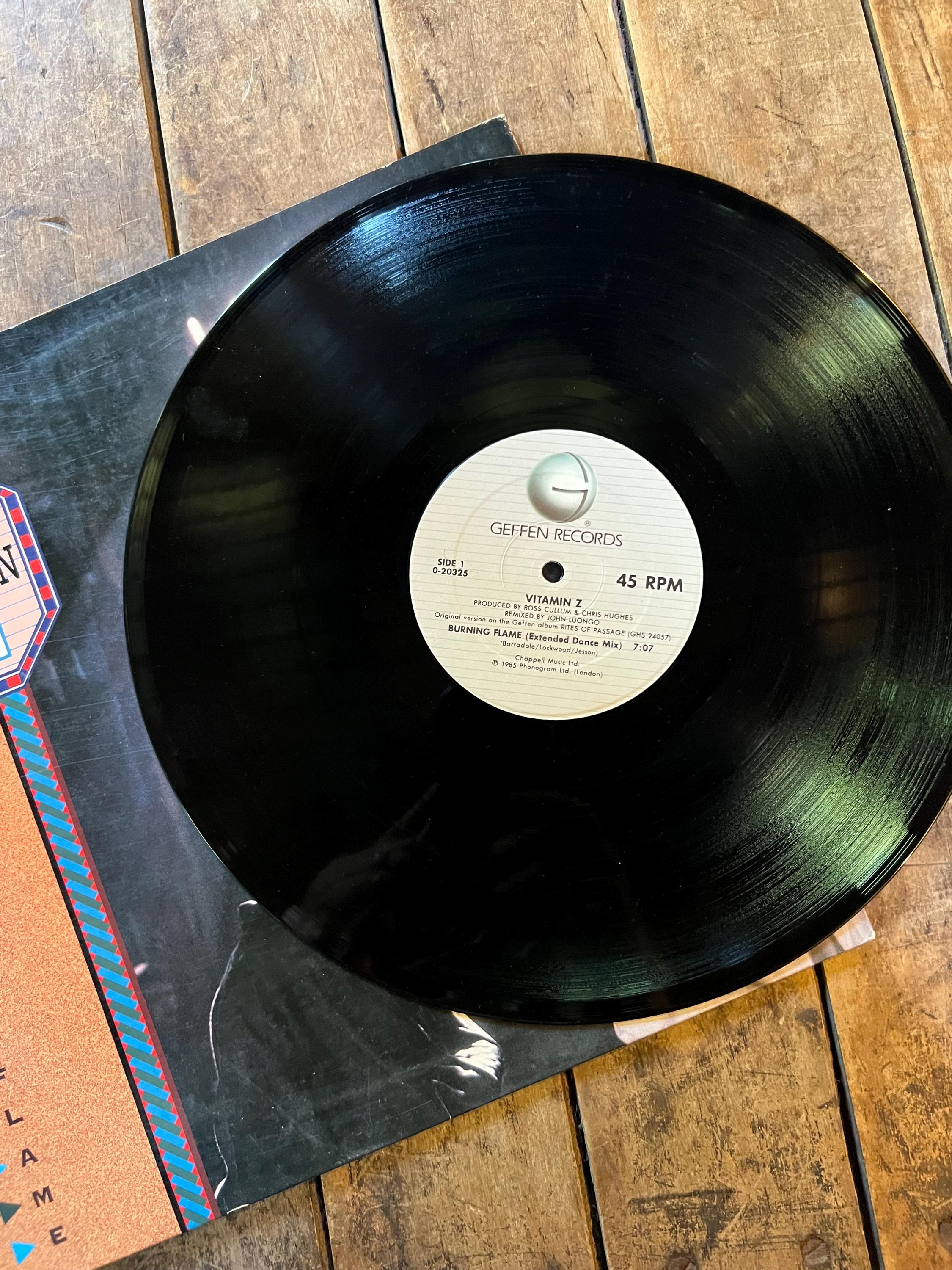 Vitamin Z “Burning Flame” LP - 1985 Geffen Retro Vinyl Record