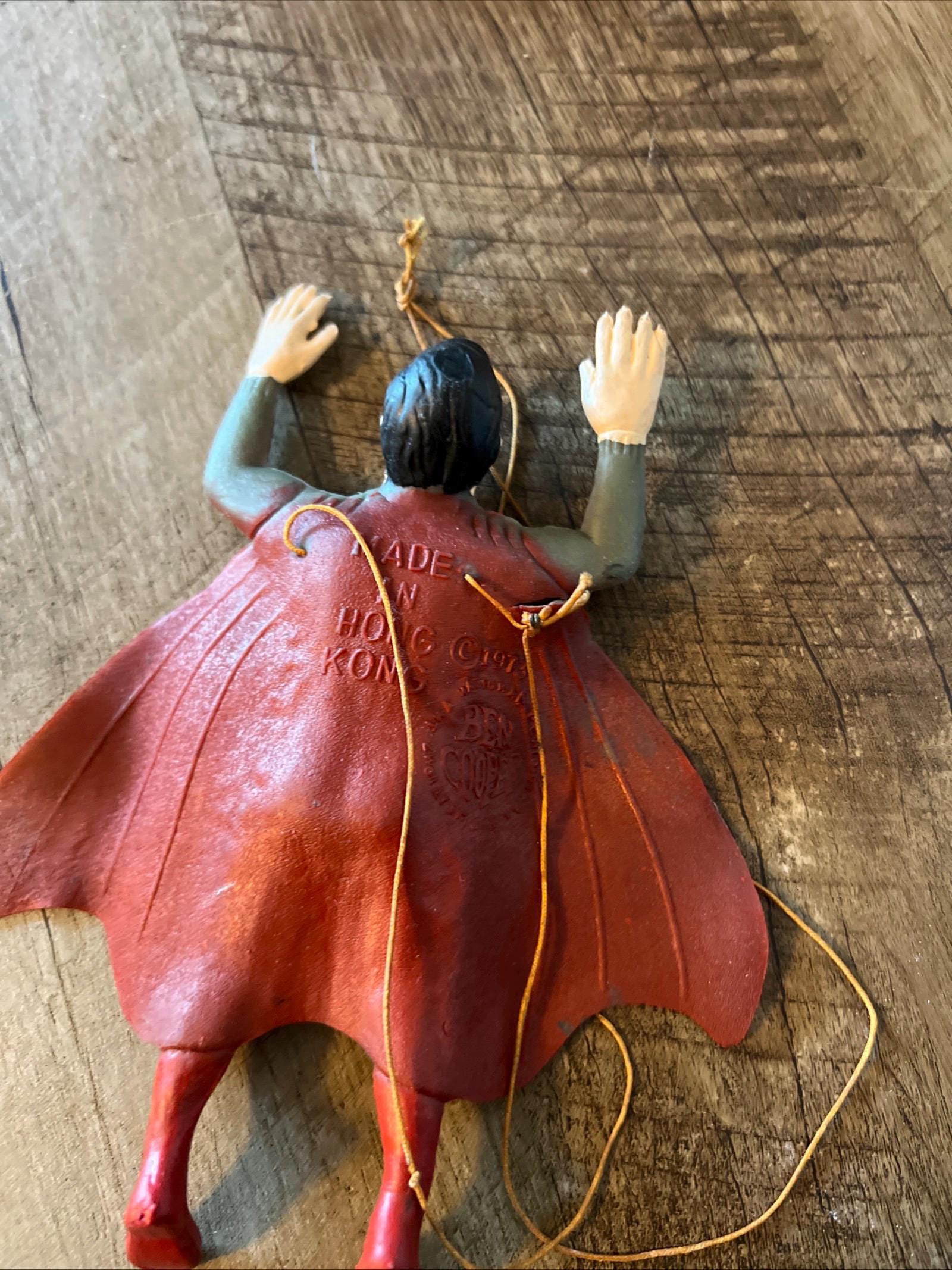 1973 Ben Cooper Inc Brooklyn NY - SUPERMAN Action Figure - Flying String Jiggler Figure - National Periodical Publications Inc - Hong Kong