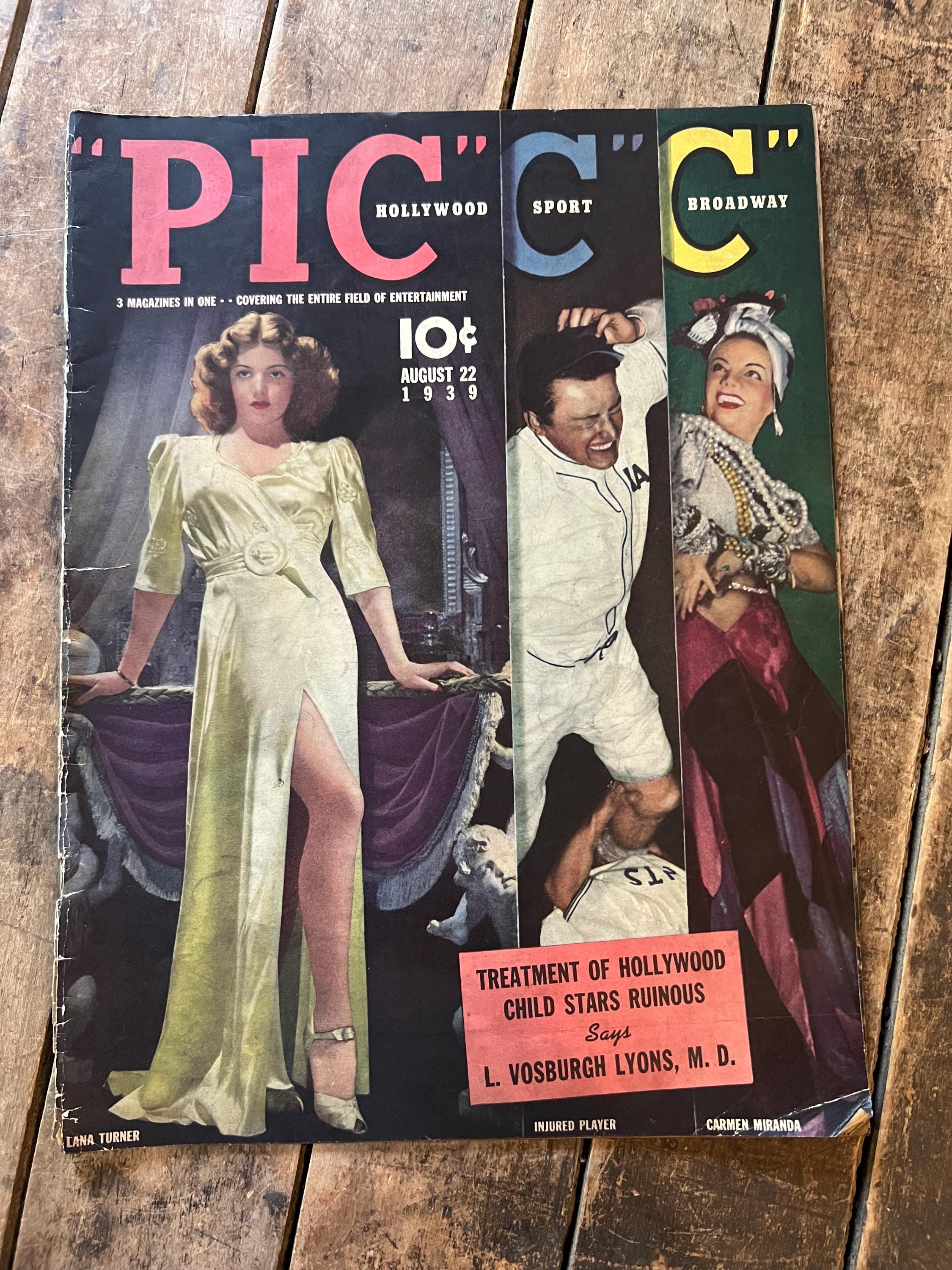 PIC Magazine (August 1939) Hollywood, Sport & Broadway Magazine - Lana Turner