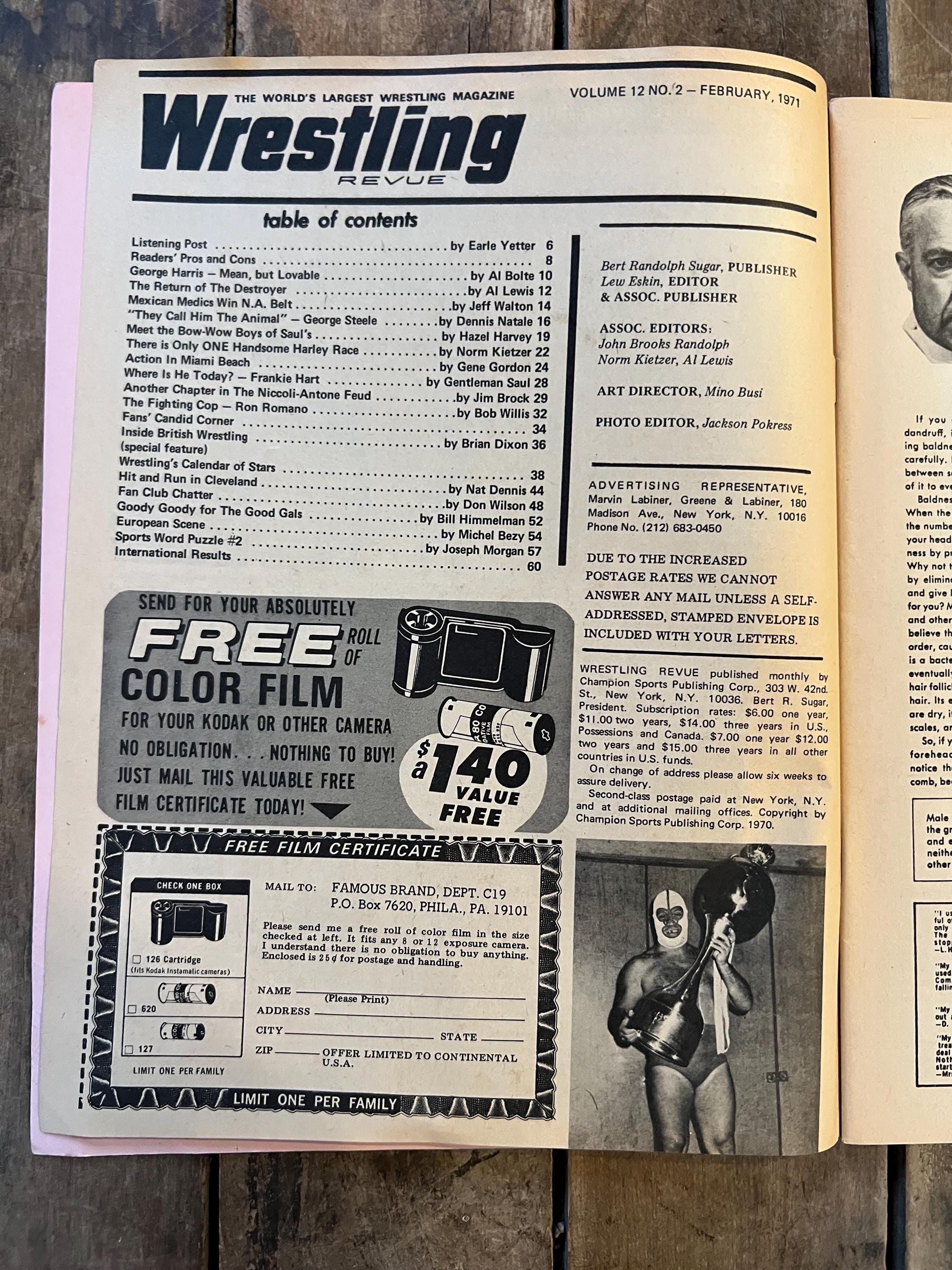 Wrestling Revue Magazine - February 1971 Issue - WWF / WWE