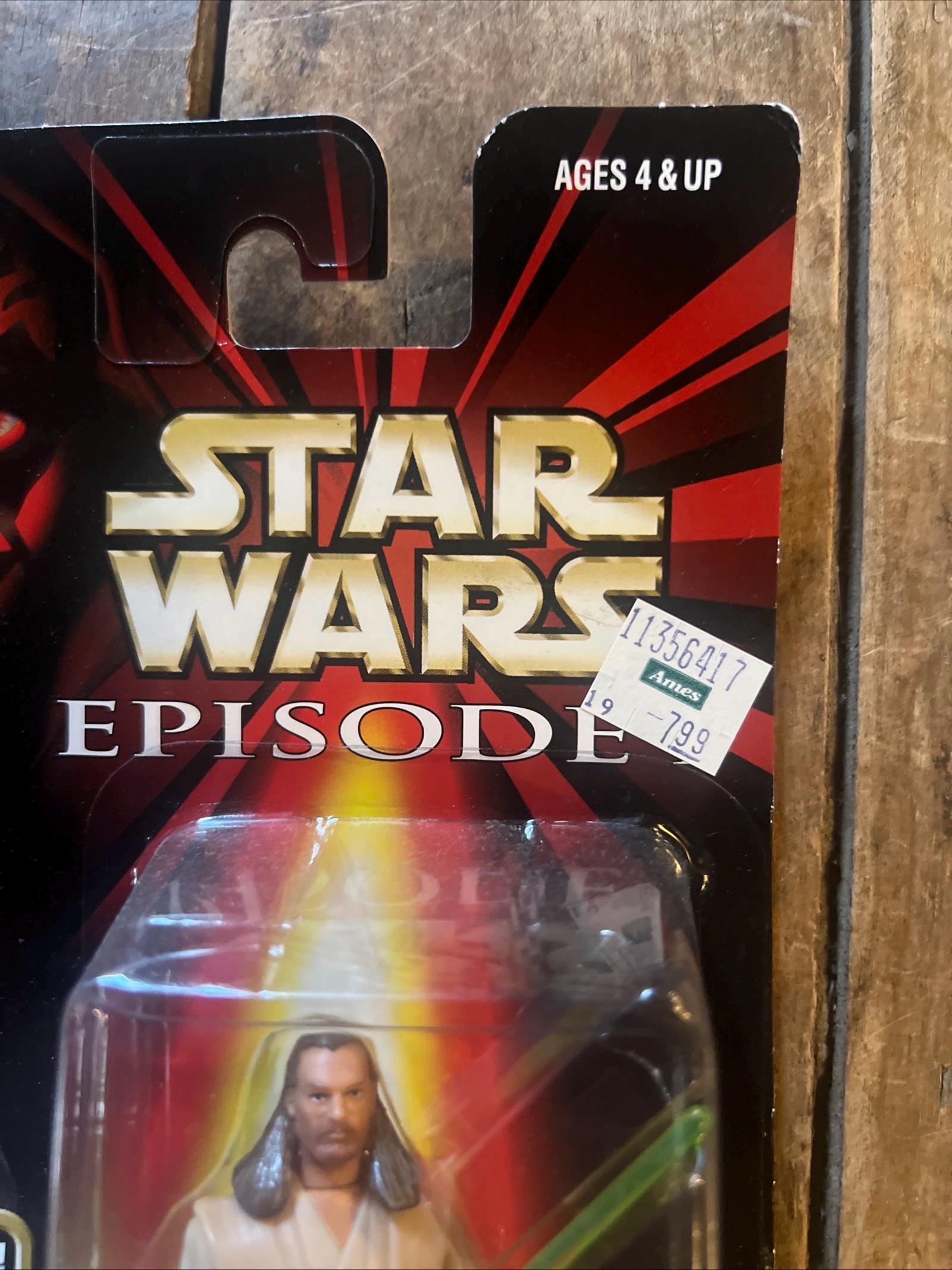 1998 Star Wars Episode 1 Qui-Gon Jinn Action Figure - Commtech Chip - MOC