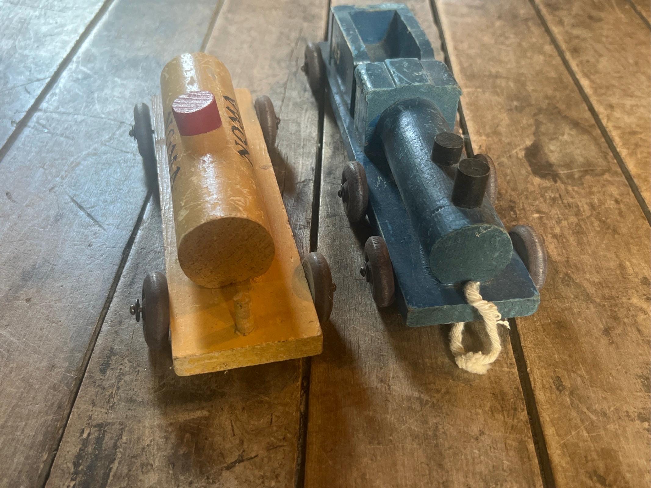 Vintage 1940s NOMA Woodies Wooden Train Set: WWII Era Toy