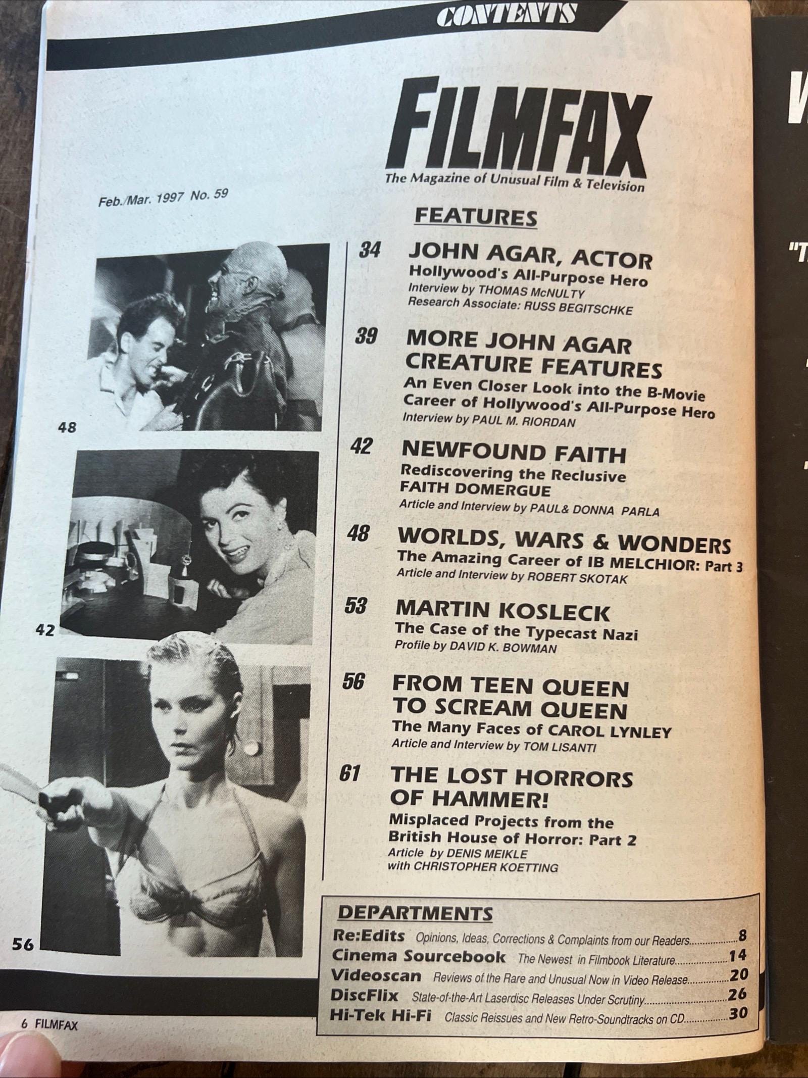 FILMFAX # 59 ( February / March 1997) Faith Domergue Cover - Film & TV Magazine