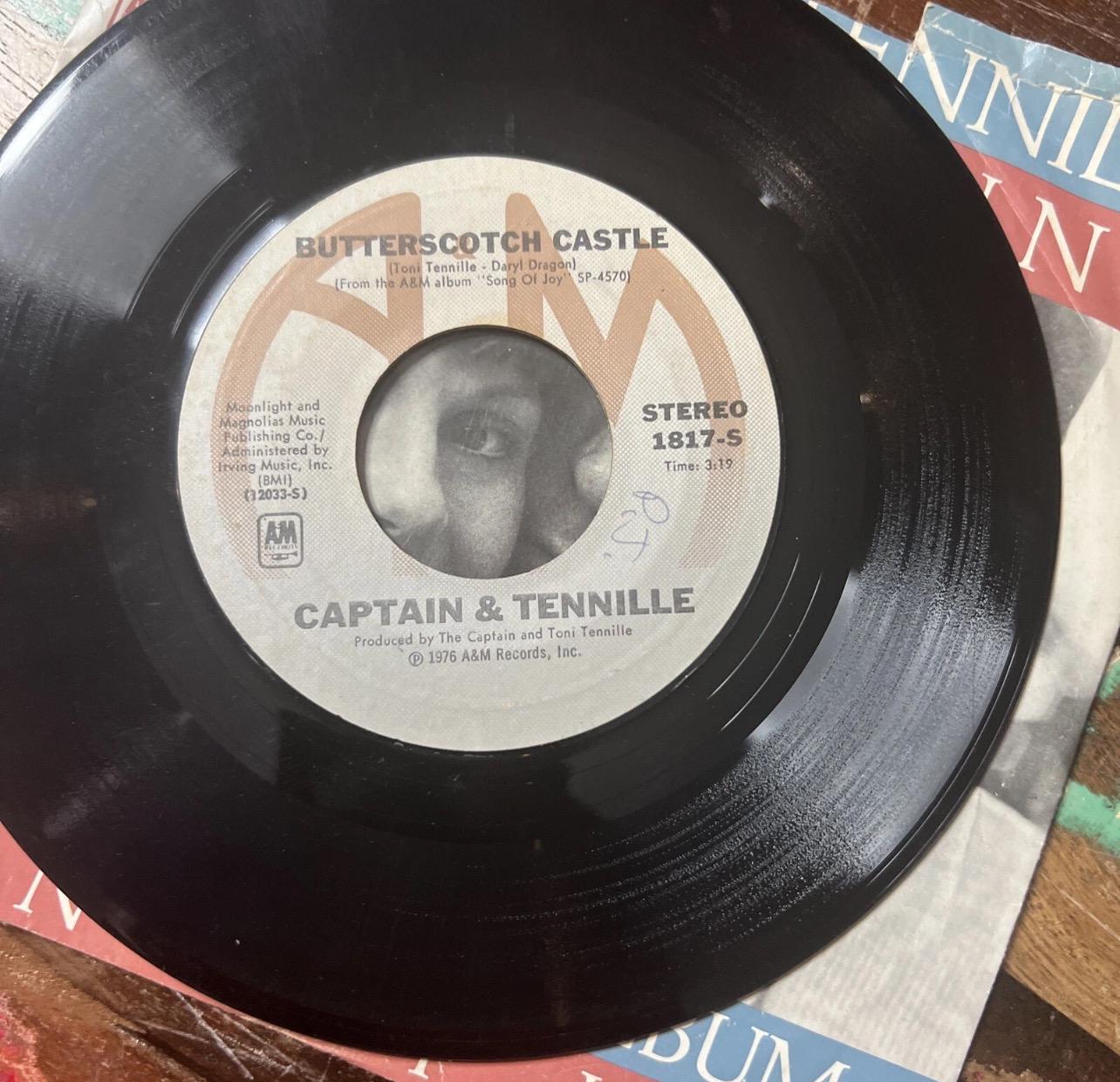 CAPTAIN & TENNILLE - Butterscotch Castle - Shop Around - 45 Record (1976) Retro Vinyl  - Original  Record